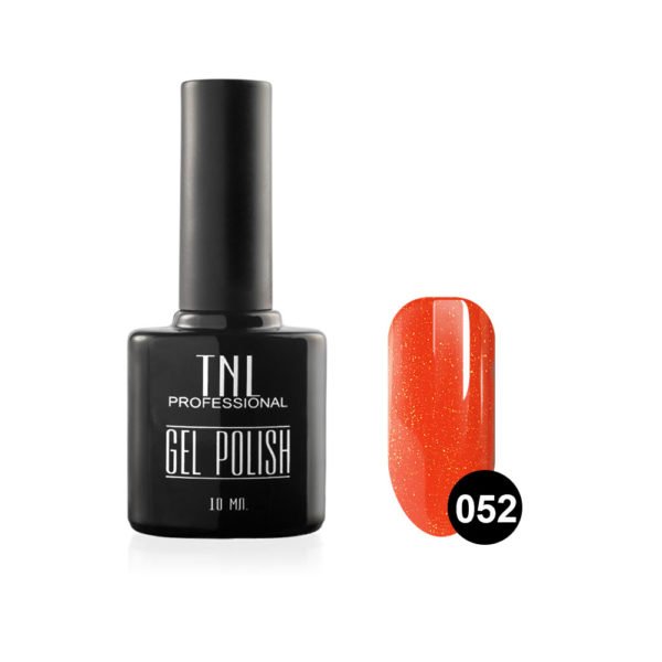 Цветной гель-лак TNL №052 - мерцающий оранжевый